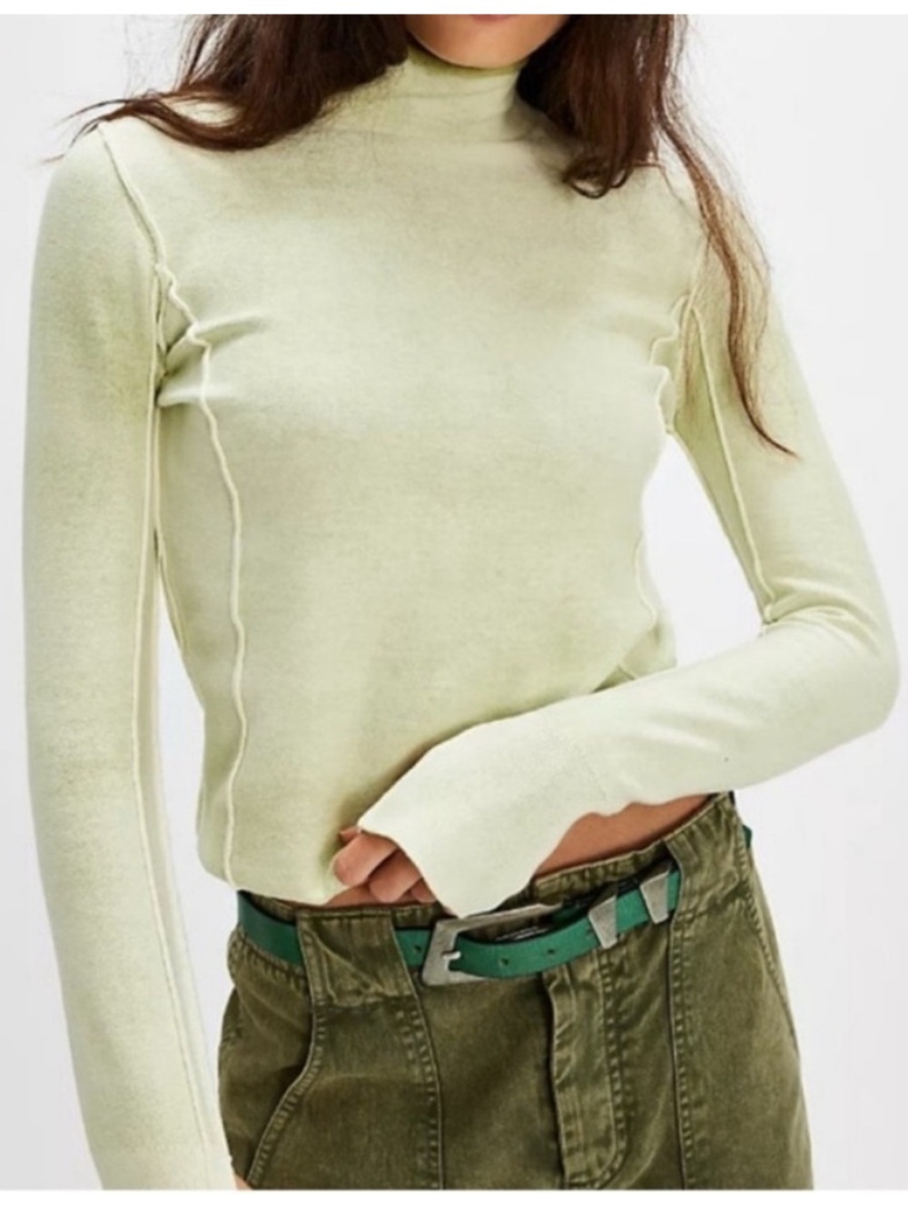 We The Free Small Sweater Robbie Turtleneck Sweater Green Heirloom Collection